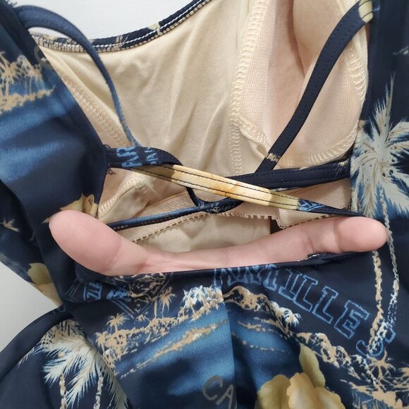 Caribbean Joe Woman's Blue Tropical Landscape One Piece Swimsuit Plus Size 14 - Picture 6 of 7